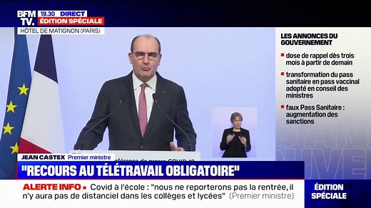 Covid-19: Jean Castex veut "faire peser le plus possible la contrainte sur les non-vaccinés"