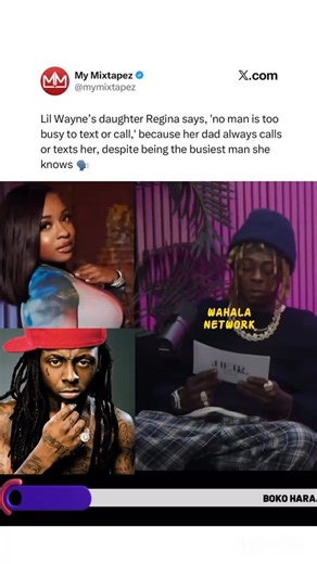 WAHALANETWORK BLOG on Instagram: "Wahala Jam Network!!! According to Lil Wayne’s daughter Reginae, “no man is too busy to text or call,” explaining that her father always makes time for her regardless of his tight schedule."