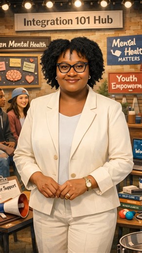 Integration 101 HUB| Youth • Arts • Tech • Civic on Instagram: "We are in the era of AI, and our team is matching the current trend. Allow me to reintroduce myself. I advocate for teen mental health and real support. I help young people feel seen, steady, and supported. #rewirethefuture"