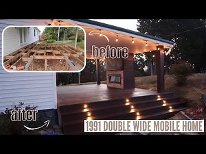 MOBILE HOME DREAM PORCH REVEAL | EXTREME start to finish double wide mobile home deck makeover |ep.7