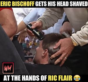 Eric Bischoff gets his head shaved by Ric Flair 😂 #EricBischoff #RicFlair #DavidFlair #BretHart | Wrestling Memories