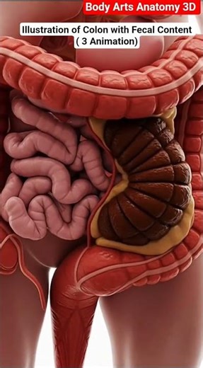 Illustration of Colon with Fecal Content | Gut Health | Body Arts Anatomy 3D