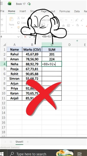 CSV Data ka SUM kaise kare in Excel | TEXTSPLIT Formula Trick | Excel Tips in Hindi #excel