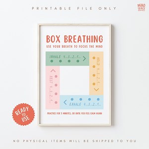 Box Breathing Technique, Breathing Poster, Mental Health, Calming Corner, School Counselor, Therapist, Social Work, Psychologist, Anxiety - Etsy