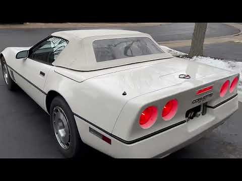 1987 White over Red Leather C4 Corvette 4+3 Convertible Startup and Walk-Around Video