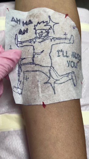 Goofy little Gojo boy. This was his first tattoo! I was so honored and would love to do more like this 😭🫶🏻 #gojosatoru #jujutsukaisen #illmurderyou #tattoo #tattootiktok #animetattoo