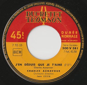 Charles Aznavour - Mon Amour Protège-moi / J'en Déduis Que Je T'aime