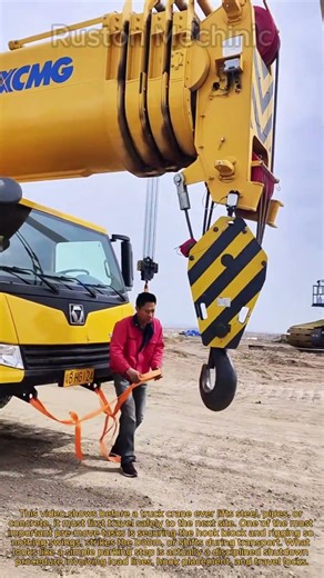 Rigging the Hook on an XCMG Truck Crane How to Properly Secure a 50-Ton Crane Hook for Travel