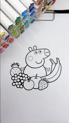 REVERSE Coloring Peppa Pig with Fruits 🍌 #peppapig #reversecoloring #coloringtime #markers #kidsart