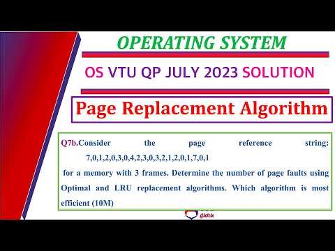LRU Page Replacement Algorithm | Q7b | vtu question paper July 2023 solution | OS | BCS303