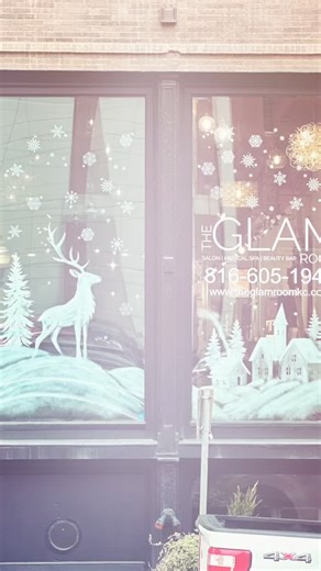 Holiday window painting @theglamroomkc ✨ We’ve transformed the...