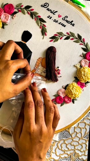 2.2K views · 19 reactions | Hand embroidery hoop art tutorial #sadialittelcrafts #annyversary #post2025シ #weedinghoop #hoopembroidery #WallDecor #gifts #fbpost #giftideas #birthday #hoopartembroidery #foryoupagereels #training #giftshop | Sadia Little Crafts | Facebook