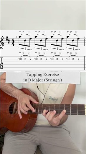Guitar Tapping Exercise in D major (String 2)