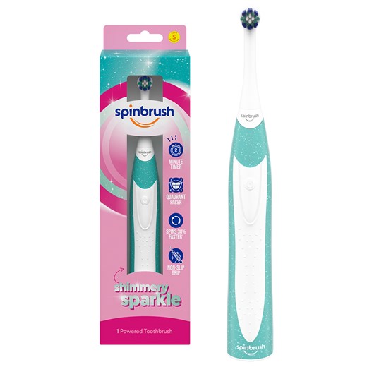 Spinbrush Kids Electric Toothbrush, Shimmery Sparkle, Battery-Powered, Ages 3