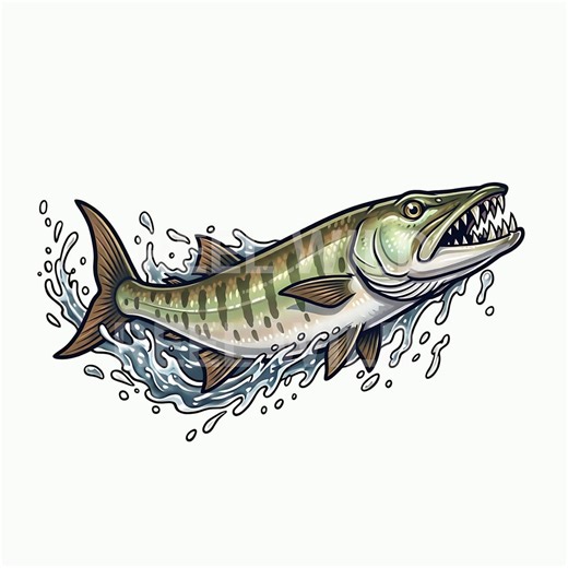 Aggressive Muskie Fish PNG | Trophy Musky Fishing Art | Predator Fish Clipart | Fishing T-shirt Design | Instant Download - Etsy