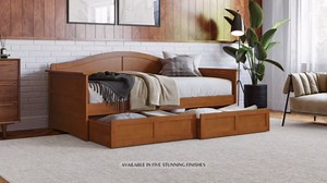 AFI, Acadia Twin Size Wood Daybed Frame with 2 Storage Drawers, Grey