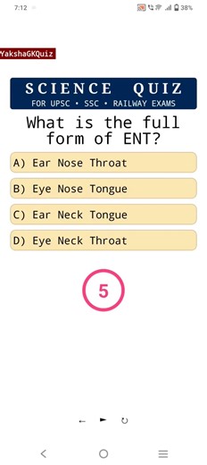What Does ENT Stand For? 👂 A Basic Medical GK Fact! | Science GK Quiz 2026 🩺 | #Shorts #YakshaGKQuiz