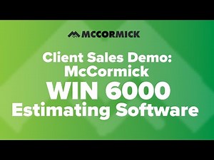 Client Sales Demo | McCormick WIN 6000 Estimating Software