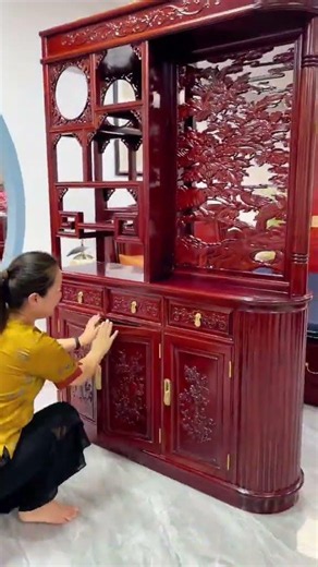 Luxury Wooden Room Divider Cabinet | Traditional Chinese Style Home Decor ✨