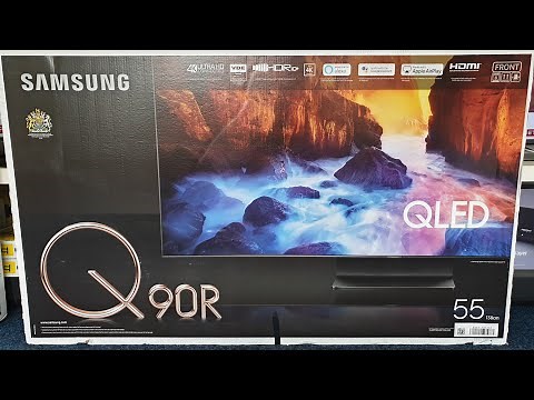 Samsung 2019 QLED 4K Q90R unboxing and setup QE55Q90R with Retail DEMO