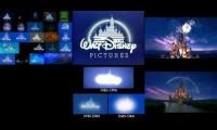 Mix of 6 videos from youtube : All Walt Disney Pictures Logos played at once