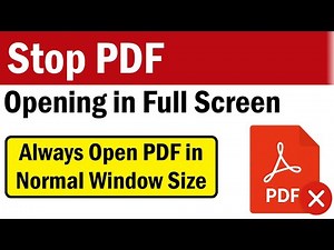 How To Stop PDF From Opening in Full Screen | How To Open PDF in Normal Window Size