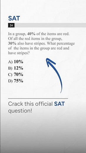 SAT Math Percentage Problem Made EASY! #shorts #satprep #satmath
