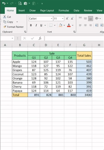 👉ការប្រើមុខងារ AutoSum ដើម្បីបូកតម្លៃសរុប ទាំងជួរឈរ Columns និងជួរដេក Row ដោយគ្រាន់ Select Table ហើយចុច Alt = 📊🧑‍💻📚 #Excel #AutoSum #cscomputer