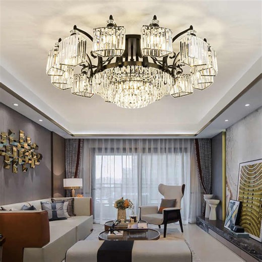 American Light Luxury Crystal Ceiling Light Living Room Modern and Simple Ceiling Lamp Retro Creative Ceiling Lighting