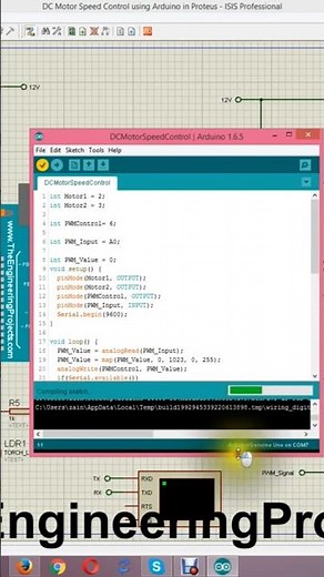 DC Motor Speed Control using Arduino in Proteus