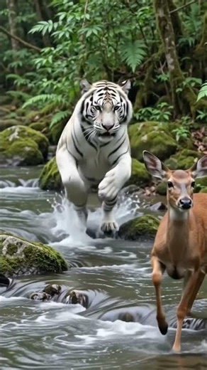 Giant white tiger hunting skills
