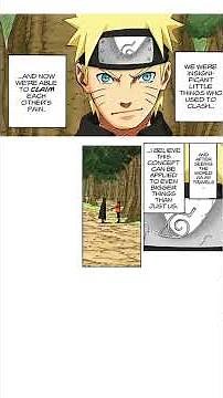 SasuNaru Manga Scene: Sasuke and Naruto final goodbye at the end of the manga with headband exchange