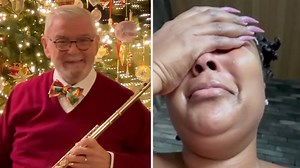Lizzo weeps tears of joy as flautist hero James Galway plays her a Christmas carol