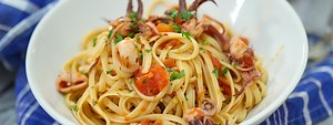 Linguine with Calamari in Tomato Sauce | Pasquale Sciarappa Recipes