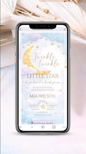 Twinkle Little Star Baby Shower Invitation, Digital Invite with RSVP & Music #babyshowerinvitation