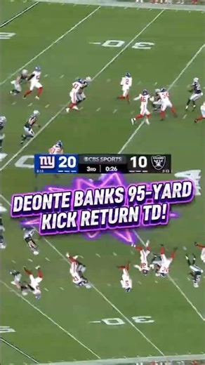 DEONTE BANKS 95-YARD KICK RETURN TD! New York Giants vs. Las Vegas Raiders #NFL #Football #Sports