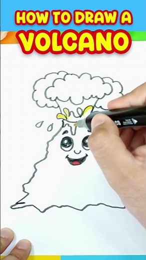 How To Draw A Volcano Eruption Step By Step-Draw Easy