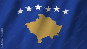 Kosovo Flag. National 3d Kosovo flag waving. Flag of Kosovo footage video waving in wind. Flag of Kosovo 4K Animation