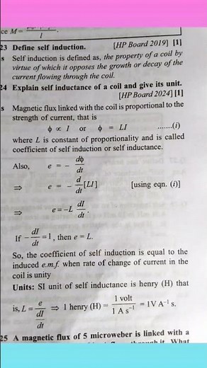 class plus two physics, what is self induction,