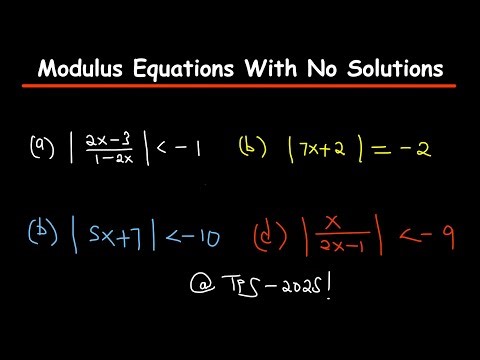 Modulus Inequalities & Equations with No Solutions