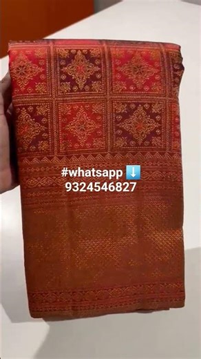 Pure​ kanchipuram​ silk sares handwoven with 1&2g pure jari traditional pattern#whatsapp​ 9324546827