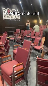 ALL new at the best entertainment theater in Boca Raton! We are very excited to announce the new seating layout and chairs 🪑 we really listened to you and got more comfortable chairs with larger arm rests and cup holders for every seat in the BOX. Thanks for your support come visit and feel the new chairs!#bocablackbox #newarrivals #outwiththeold #transitioning #entertainmentarea #updates #10yearanniversary | Boca Black Box