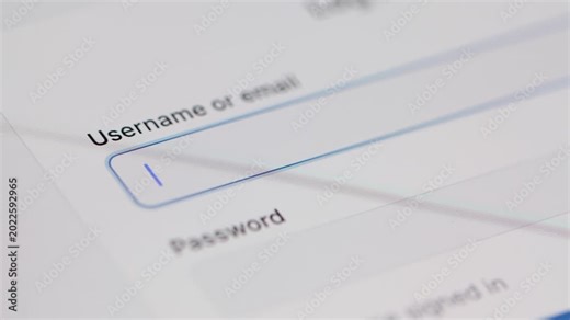 4K macro view of a vertical text cursor blinking continuously inside an empty highlighted username or email input box.