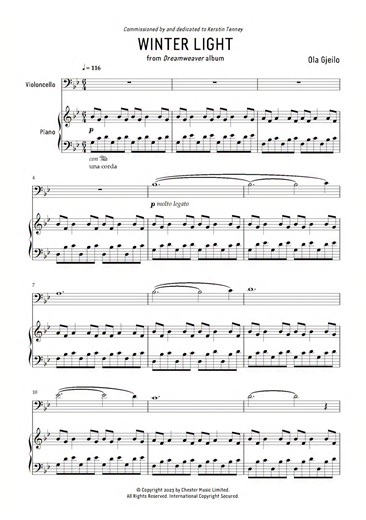 WINTER LIGHT sheet music is now available for cello and piano, from my DREAMWEAVER album. To download | https://bit.ly/4oX0d68 To listen | https://bit.ly/4i9csKC | Ola Gjeilo