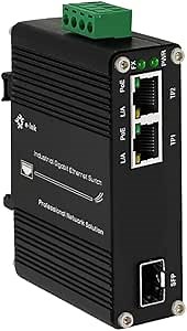 Mini Industrial 2 Ports Gigabit PoE Media Converter 12~48V DC Input Hardened 10/100/1000M 48V 30W PoE Ethernet to Fiber Optic Converter 802.3af/at Support 100/1000M SFP Module Auto Sensing