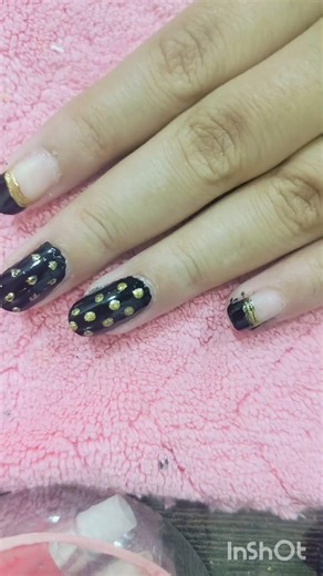 black Polka dots nail art#shorts#simplenails