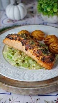#28 Salmon with horseradish crust and creamy savoy cabbage. #salmon