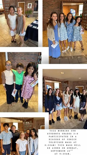 Our students came dressed in their Sunday best for a Diocese of Venice televised Mass airing September 21st at 9:30 AM. #weareICS | Incarnation Catholic School of Sarasota
