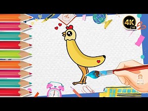 How to Draw a Cute Chicken Banana 🐔🍌 | Easy Drawing for Kids | Step-by-Step Tutorial | Easy Art Time