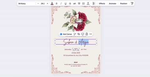 Red Rose Lily Wedding Invitation Template, Floral DIY Printable (5x7 Card) - Etsy